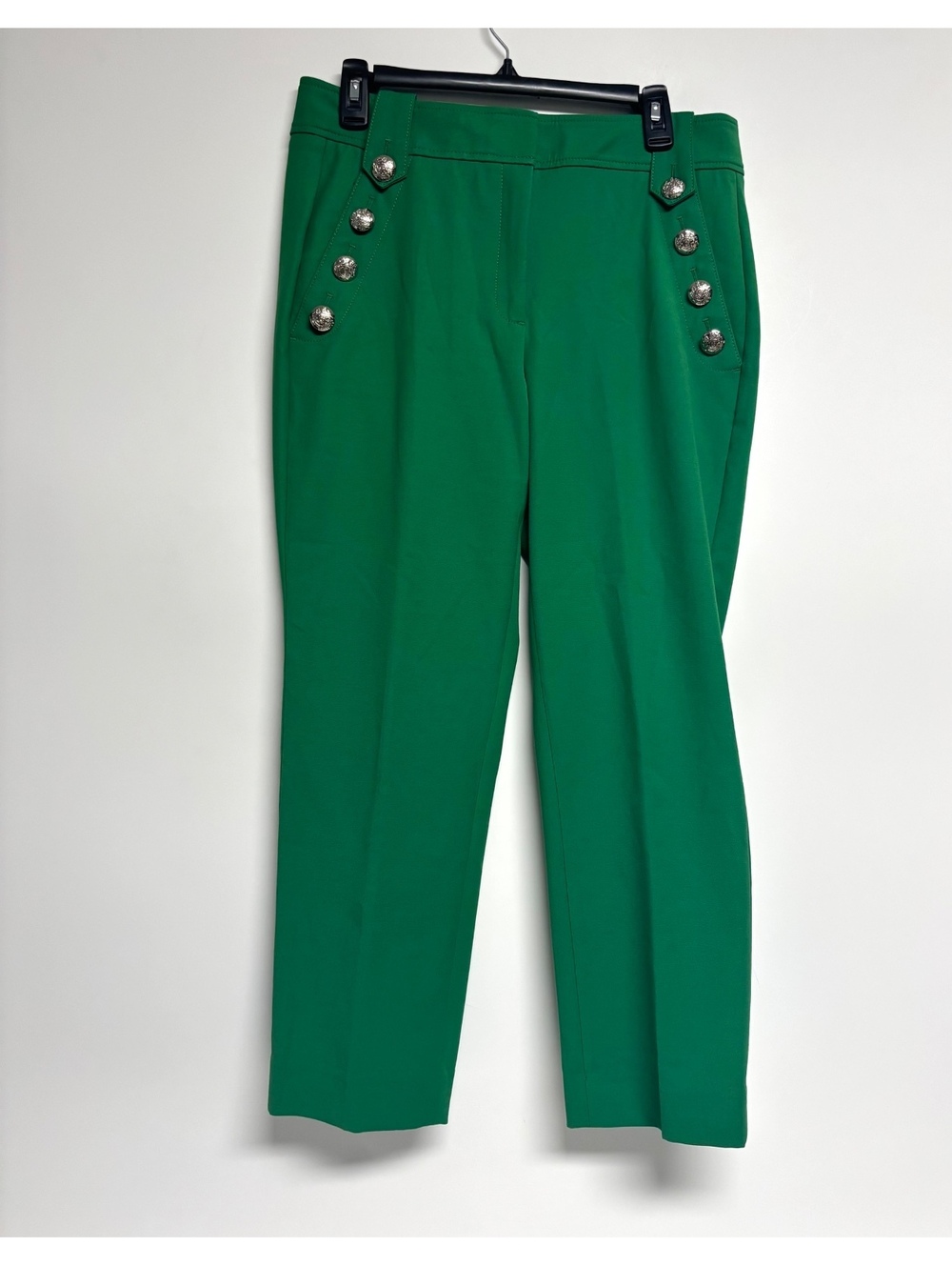 White House Black Market Green Sailor Button Cropped Pants Women’s 8